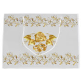 Gold Rose Hochzeit große Geschenktasche Geschenktüte (Vorderseite)