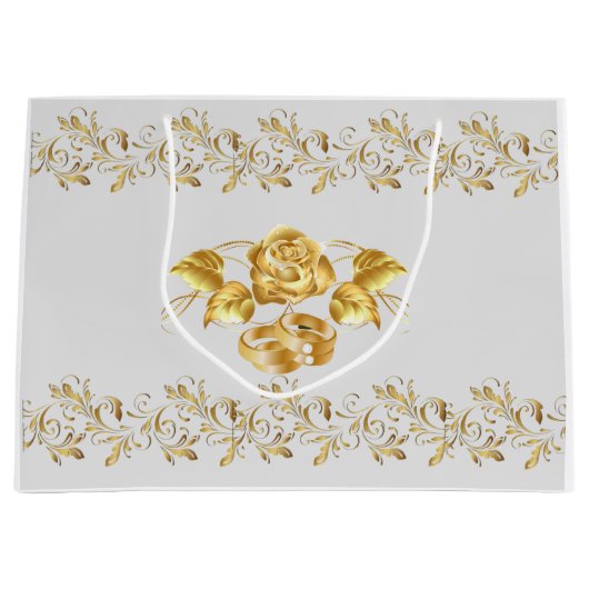 Gold Rose Hochzeit große Geschenktasche Geschenktüte (Vorderseite)