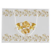 Gold Rose Hochzeit große Geschenktasche Geschenktüte (Rückseite)