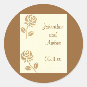 Gold Rose, Hochzeiten Speichern Sie die Datumstick Runder Aufkleber