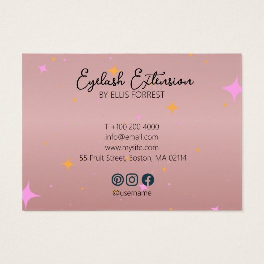 Gold Rose Lash Client Record Script Kalligrafie (Rückseite)