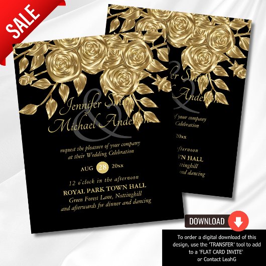 Gold Rose Metallic Wedding Einladungen