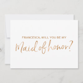 Gold Rose mit dem Titel "Werden Sie meine Trauzeug Einladung