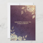 Gold Rose modische Goldsequins kleiden Quinceañera Einladung (Rückseite)