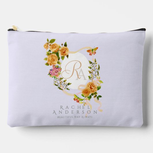 Gold-Rose-Multigram-Lila Drucktasche Zubehörtasche (Vorderseite)