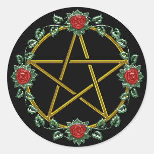 Gold Rose Pagan Pentagramm Pentagramm Aufkleber