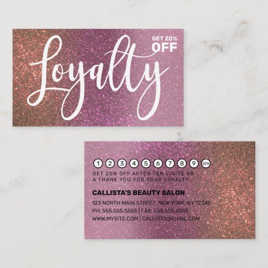 Gold Rose Pink Triple Glitzer Ombre Typografie Treuekarte (Vorne/Hinten)