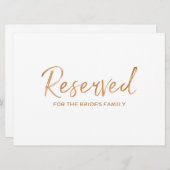 Gold Rose "Reserviert" für Familienhochzeit (Vorne/Hinten)