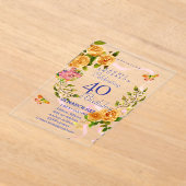 Gold Rose Ribbon 40th Birthday Invitation Acryleinladungen (Ablage )