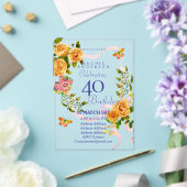 Gold Rose Ribbon 40th Birthday Invitation Acryleinladungen (In Situ (Hochzeit))