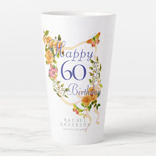 Gold Rose Ribbon 60th Birthday Milchtasse (Vorderseite)