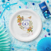 Gold Rose Ribbon 60th Birthday Pappteller (Party)