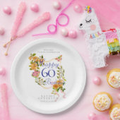 Gold Rose Ribbon 60th Birthday Pappteller (Party)