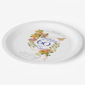 Gold Rose Ribbon 60th Birthday Pappteller (Schrägansicht)