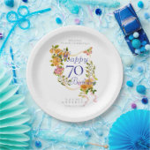 Gold Rose Ribbon 70th Birthday Pappteller (Party)