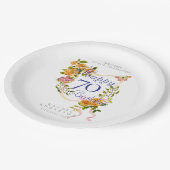 Gold Rose Ribbon 70th Birthday Pappteller (Schrägansicht)