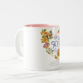 Gold Rose Ribbon Geburtstag Zweifarbige Tasse (Vorderseite Links)