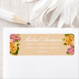 Gold Rose Ribbon Monogram Wedding Invitation Label