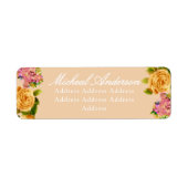 Gold Rose Ribbon Monogram Wedding Invitation Label (Vorne)