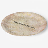 Gold Rose Rosa Leopard Print Pappteller (Schrägansicht)