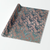 Gold Rose Royal Chic Aquamarin Blush Metallic Geschenkpapier (Ungerollt)