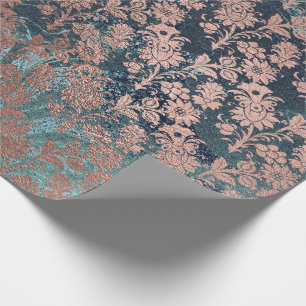 Gold Rose Royal Chic Aquamarin Blush Metallic Geschenkpapier