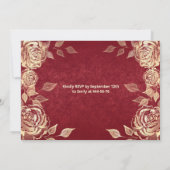 Gold Rose sequenzieren Goldkleid Quinceañera Rot Einladung (Rückseite)