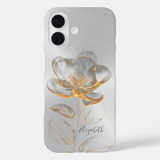 Gold Rose Silver Name Case-Mate iPhone Hülle (Rückseite)