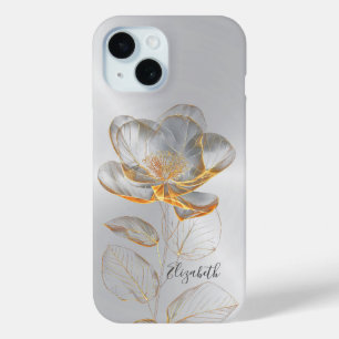 Gold Rose Silver Name Case-Mate iPhone Hülle