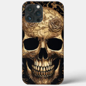 Gold Rose Skull Case-Mate iPhone Hülle (Rückseite)
