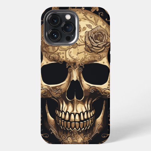 Gold Rose Skull iPhone Hülle (Rückseite)