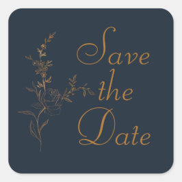 Gold Rose Steppe Save the Date Sticker