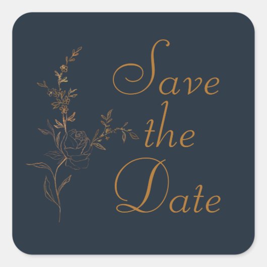 Gold Rose Steppe Save the Date Sticker (Vorderseite)