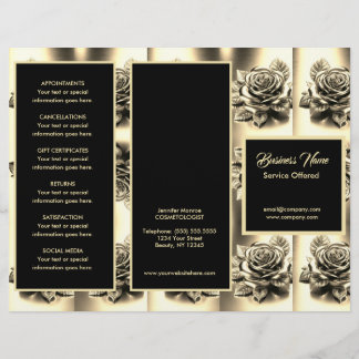 Gold-Rose und Black Menu & Pricing Flyer