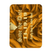 Gold-Rose und Herz-Wirbel Hochzeiten speichern das Magnet (Vertikal)