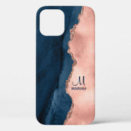 Gold Rose und Navy Blue - Agate Watercolor Case-Ma Case-Mate iPhone Hülle