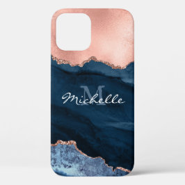 Gold Rose und Navy Blue - Agate Watercolor - Fall- Case-Mate iPhone Hülle
