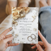 Gold-Rose und Ringe-Engagement-Partei Einladung