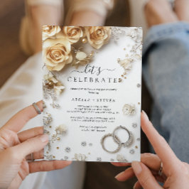 Gold-Rose und Ringe-Engagement-Partei Einladung