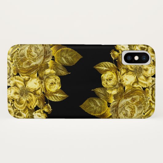 Gold Rose und schwarzer Marmor Case-Mate iPhone Hülle (Rückseite (Horizontal))