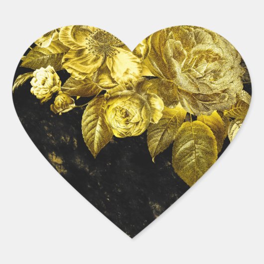 Gold Rose und schwarzer Marmor Herz-Aufkleber (Vorderseite)