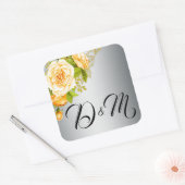 Gold-Rose und Silberhochzeit Quadratischer Aufkleber (Umschlag)