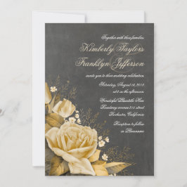 Gold Rose Vintag Chalkboard Hochzeit im Herbst Einladung