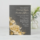 Gold Rose Vintag Chalkboard Hochzeit im Herbst Einladung (Stehend Vorderseite)