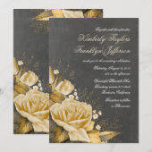 Gold Rose Vintag Chalkboard Hochzeit im Herbst Einladung (Vorne/Hinten)
