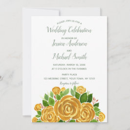 Gold Rose Wedding Card Einladung