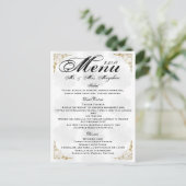 Gold Rose Wedding Dinner Menu Thank you Note Postkarte (Stehend Vorderseite)