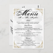 Gold Rose Wedding Dinner Menu Thank you Note Postkarte (Vorne/Hinten)