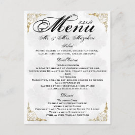 Gold Rose Wedding Dinner Menu Thank you Note Postkarte