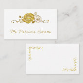 Gold Rose Wirbel Blätter Hochzeit Platzkarte (Vorne/Hinten)